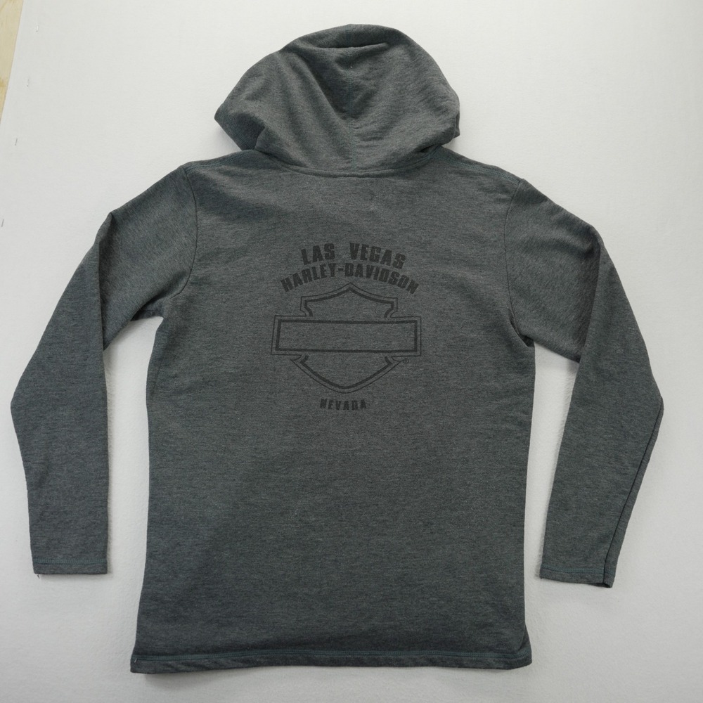 Harley-Davidson Las Vegas Rhinestone Script Hoodie Gray Womens Large Pullover - Picture 7 of 9